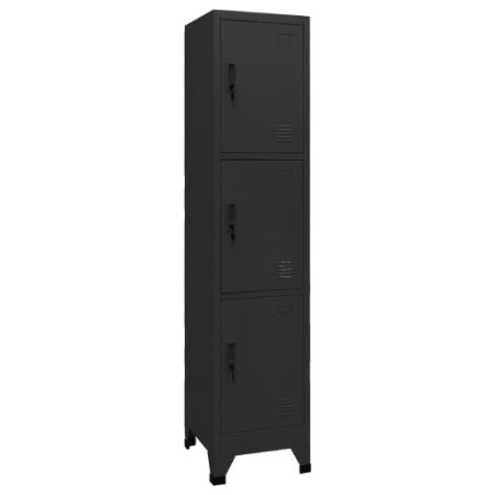 Locker Cabinet Black 15"x17.7"x70.9" Steel