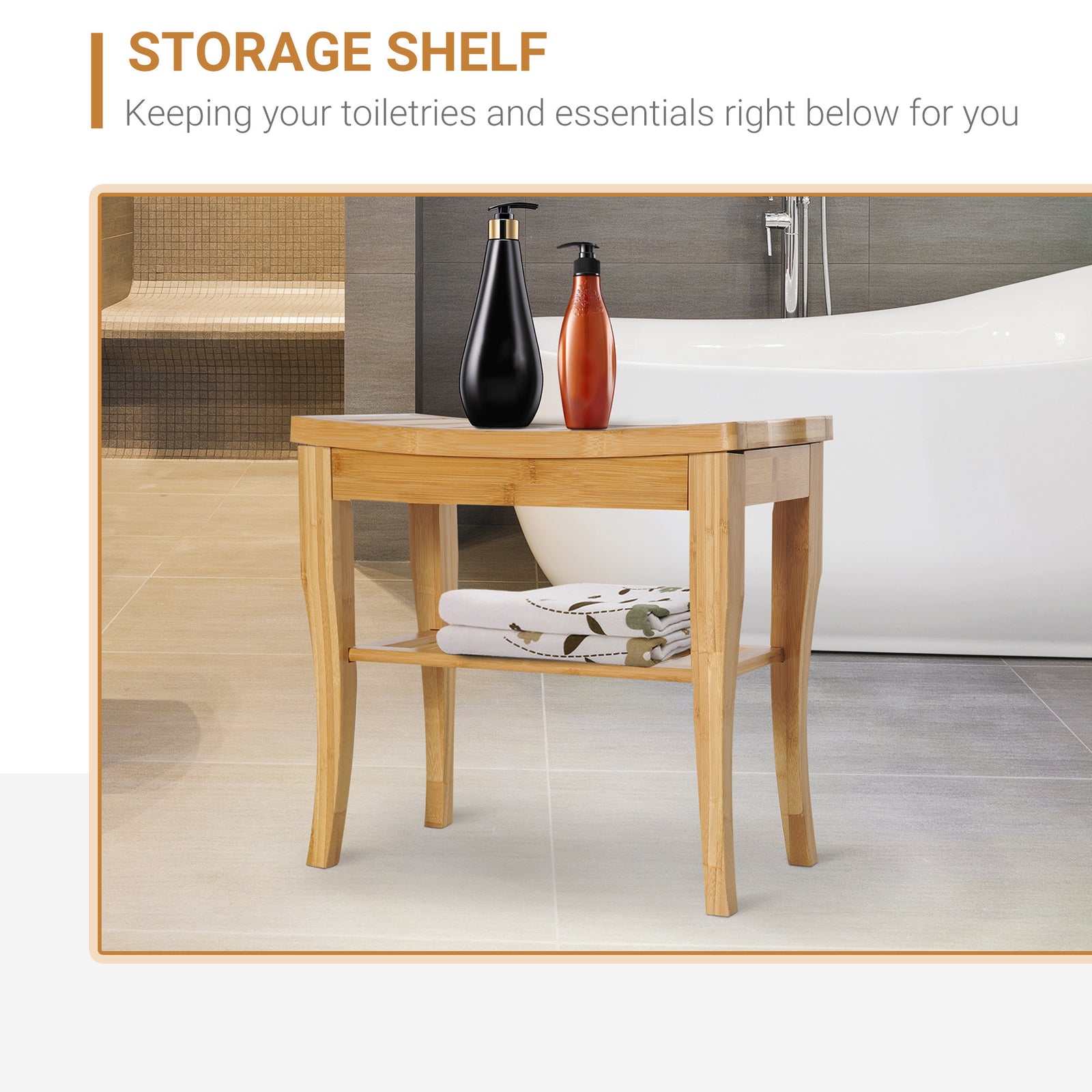 Long Bamboo Shower Bench Seat, 20
