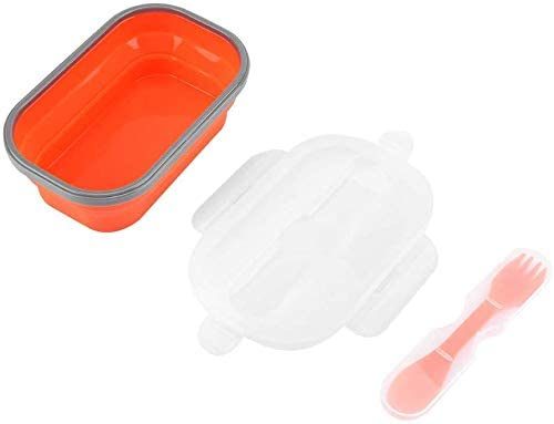Lunch Box Collapsible Silicone Food Storage with Fork Spoon Expandable Eco Lunch Bento Box BPA-Free Dishwasher Freezer Microwave Safe - WoodPoly.com