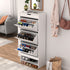 MDF Wood 3 Tier Tipping Bucket Shoe Storage Cabinet - White Finish