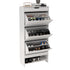 MDF Wood 3 Tier Tipping Bucket Shoe Storage Cabinet - White Finish