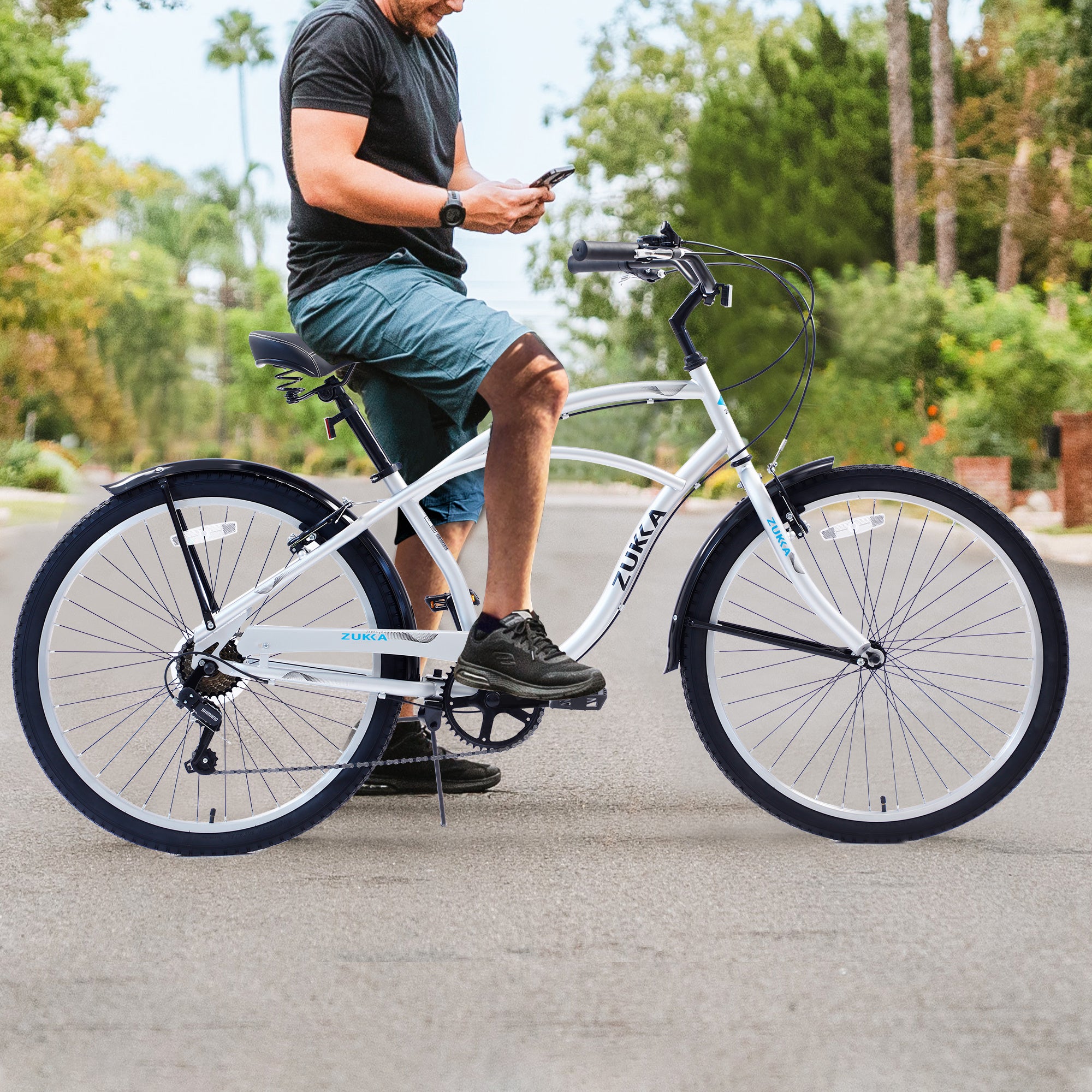 Men's Beach Cruiser Bike, 7 Speed Bicycles, 26"Inch Multiple Colors