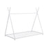 Metal Twin Size House Platform Bed with Triangle Structure, White