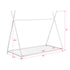 Metal Twin Size House Platform Bed with Triangle Structure, White