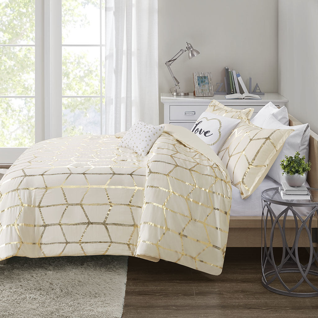 Metallic Printed Duvet Cover Set