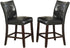 Modern Counter Height Chairs Black Faux Leather Tufted Set of 2 High Chairs Dining Seating