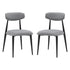 Modern Dining Chairs Set of 2, Curved Backrest Round Upholstered and Metal Frame, Grey