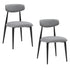 Modern Dining Chairs Set of 2, Curved Backrest Round Upholstered and Metal Frame, Grey