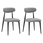 Modern Dining Chairs Set of 2, Curved Backrest Round Upholstered and Metal Frame, Grey