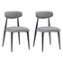 Modern Dining Chairs Set of 2, Curved Backrest Round Upholstered and Metal Frame, Grey