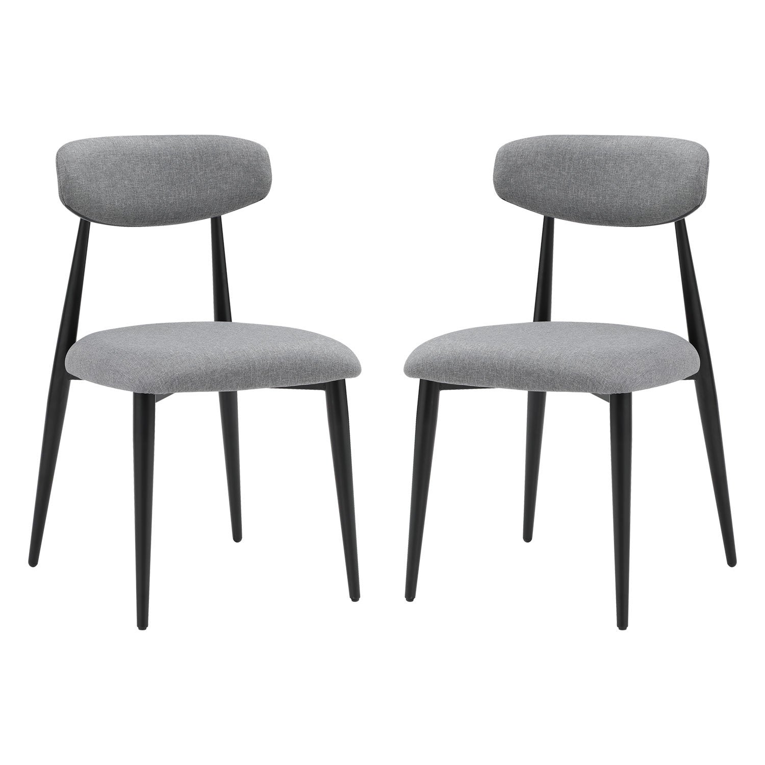 Modern Dining Chairs Set of 2, Curved Backrest Round Upholstered and Metal Frame, Grey