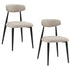 Modern Dining Chairs Set of 2, Curved Backrest Round Upholstered and Metal Frame, Light Grey