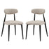 Modern Dining Chairs Set of 2, Curved Backrest Round Upholstered and Metal Frame, Light Grey