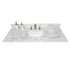 Montary 43x22 bathroom stone vanity top engineered stone carrara white marble color with rectangle undermount ceramic sink and 3 faucet hole with back splash .