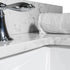 Montary 43x22 bathroom stone vanity top engineered stone carrara white marble color with rectangle undermount ceramic sink and 3 faucet hole with back splash .