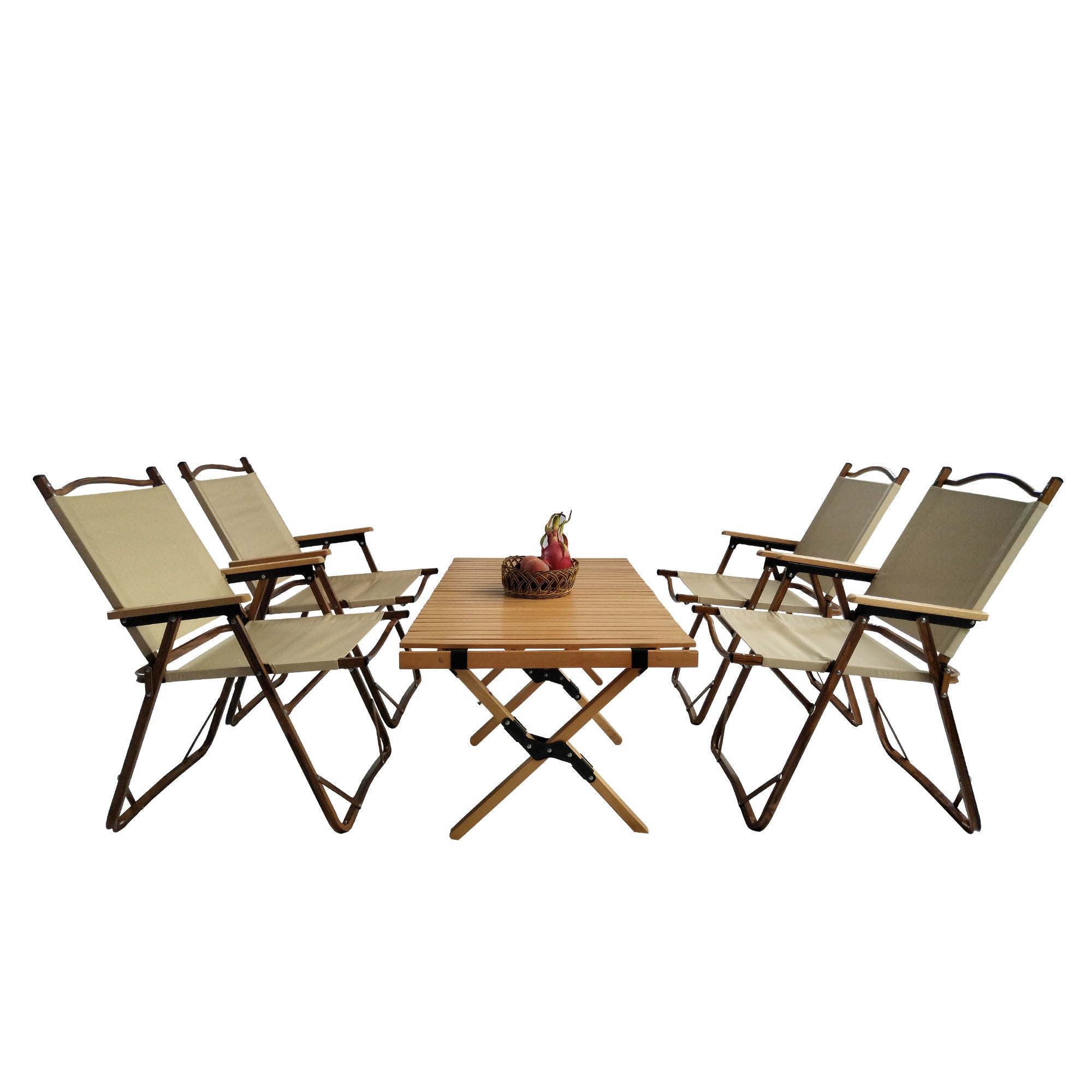 Multi-Function Foldable and Portable Dining Set, 1 Dining Table & 4 Folding Chairs, Indoor and outdoor universal ,Natural, For Children