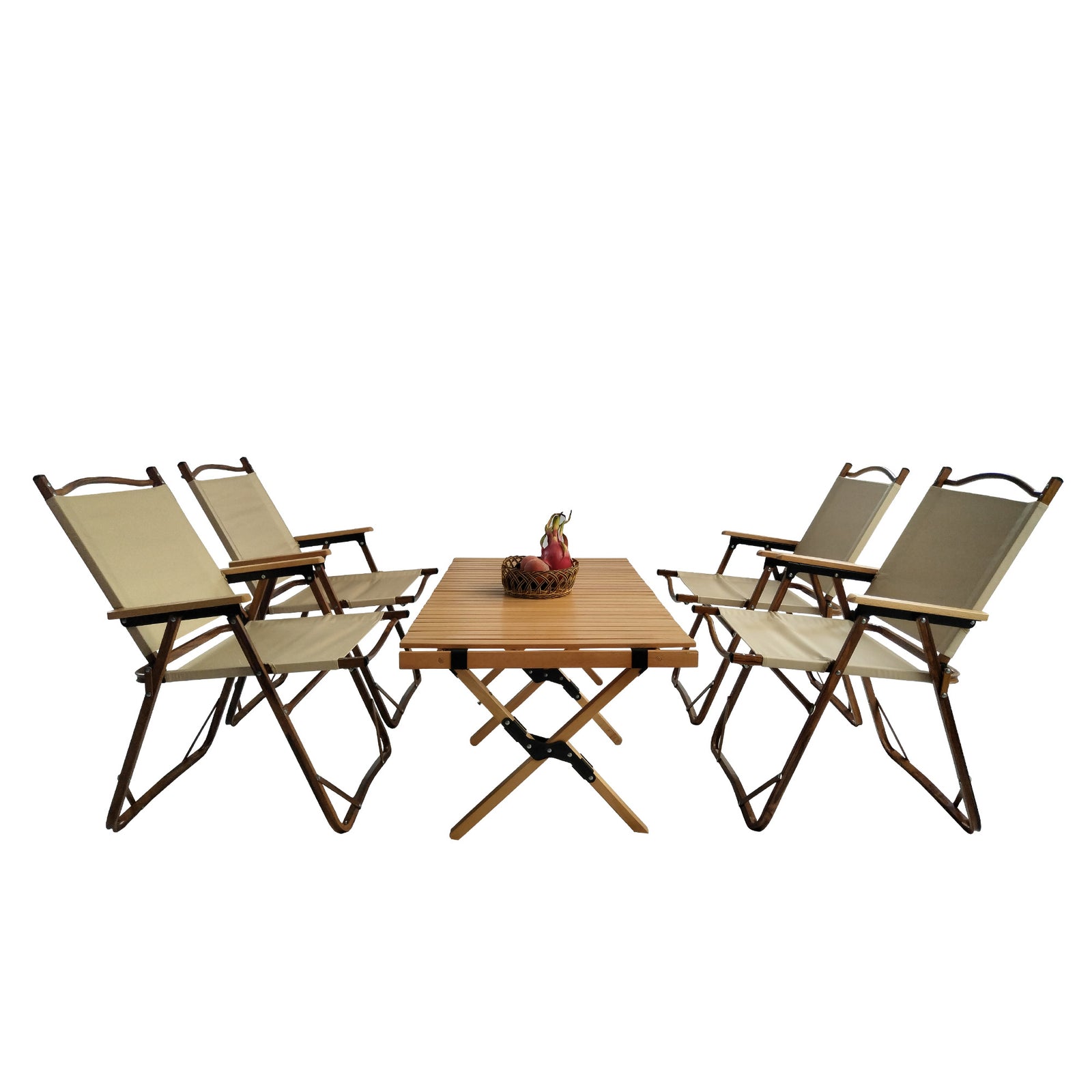 Multi-Function Foldable and Portable Dining Set, 1 Dining Table & 4 Folding Chairs, Indoor and outdoor universal ,Natural, For Children