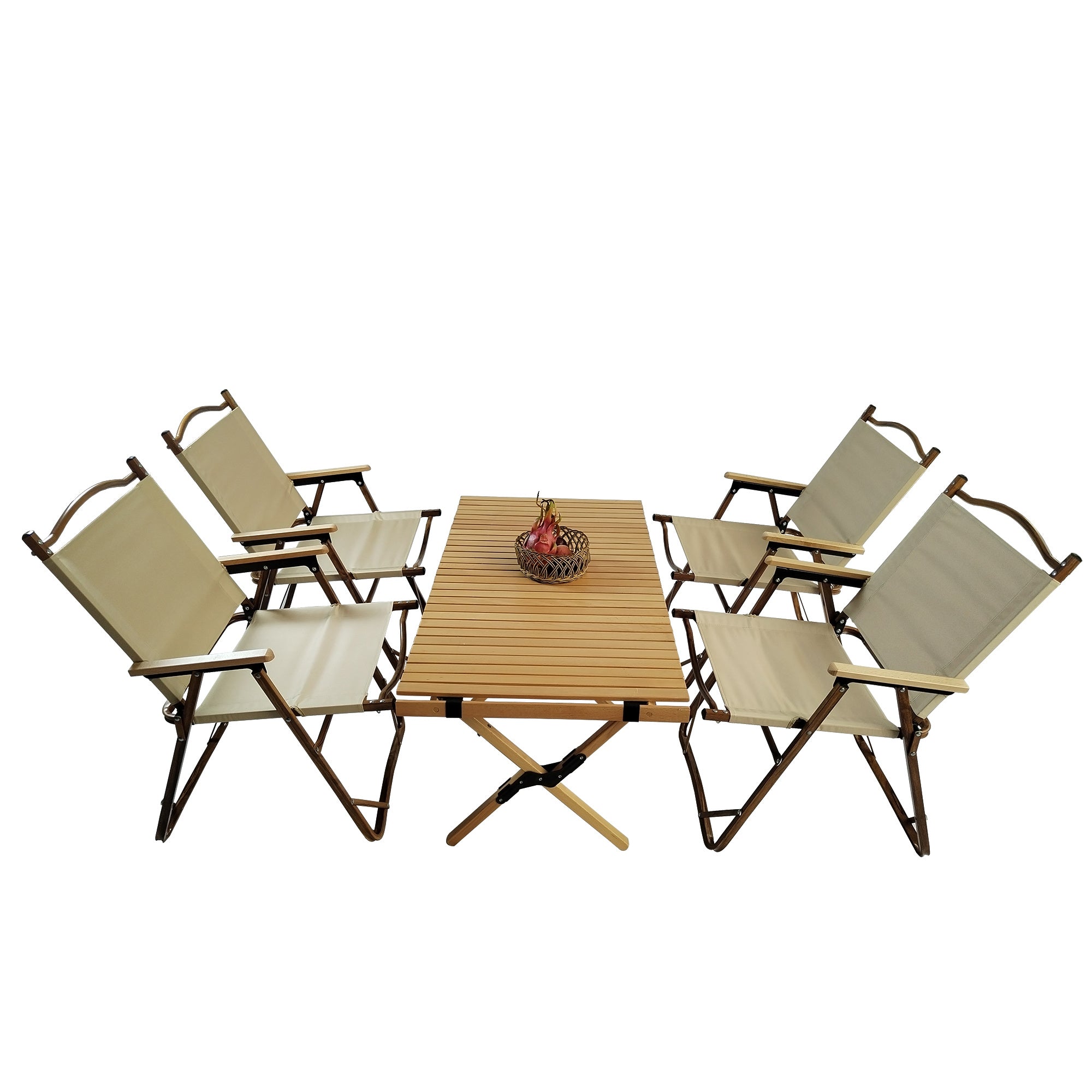 Multi-Function Foldable and Portable Dining Set, 1 Dining Table & 4 Folding Chairs, Indoor and outdoor universal ,Natural, For Children