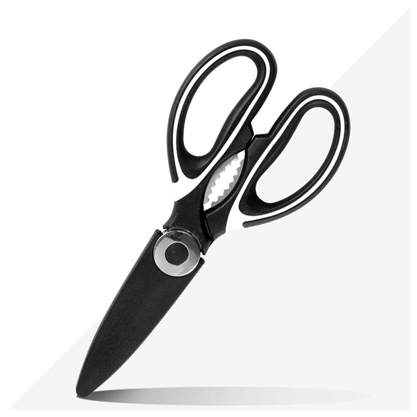 Multifunctional Heavy Duty Ultra Sharp Kitchen Shears with Cover, Stainless Steel Kitchen Scissor with Beer Bottle Opener, Fish Scale Remover and Nut Cracker - Kitchen Gadget Tool - WoodPoly.com