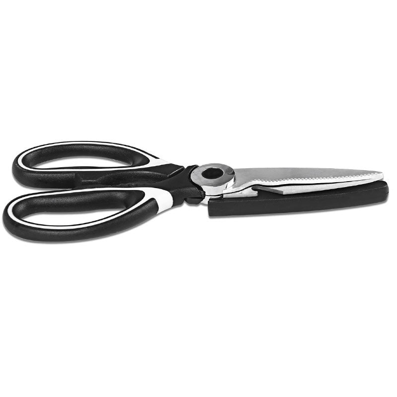 Multifunctional Heavy Duty Ultra Sharp Kitchen Shears with Cover, Stainless Steel Kitchen Scissor with Beer Bottle Opener, Fish Scale Remover and Nut Cracker - Kitchen Gadget Tool - WoodPoly.com