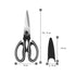 Multifunctional Heavy Duty Ultra Sharp Kitchen Shears with Cover, Stainless Steel Kitchen Scissor with Beer Bottle Opener, Fish Scale Remover and Nut Cracker - Kitchen Gadget Tool - WoodPoly.com