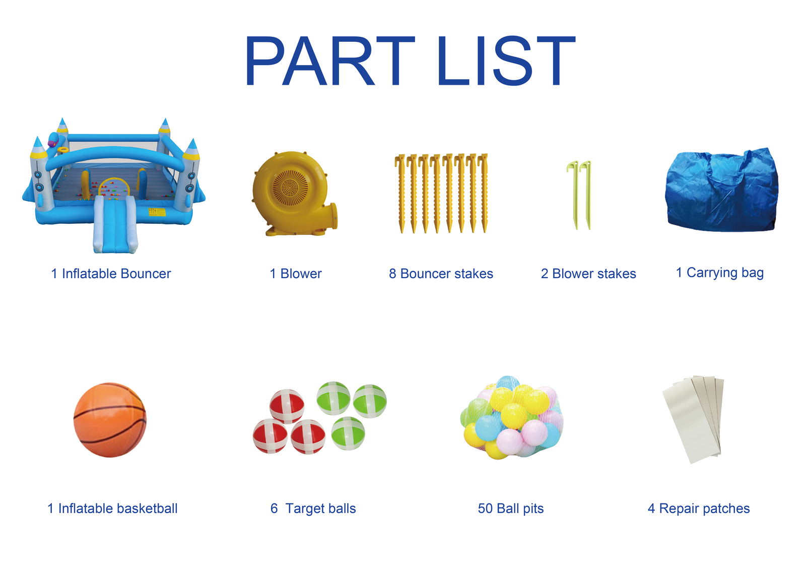 Multifunctional Jump 'n Slide Inflatable Bouncer for Kids Complete Setup with Blower - 198