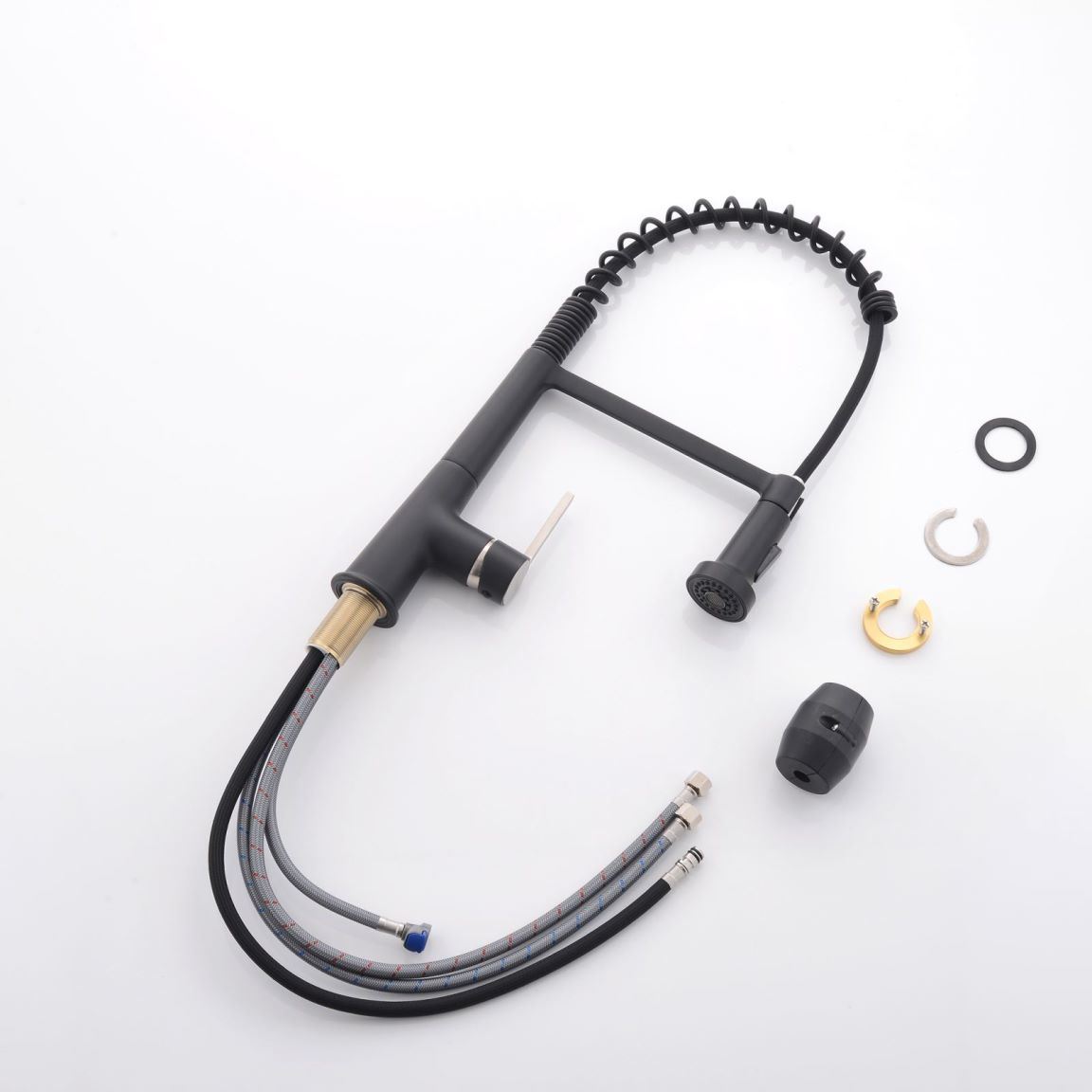 New Kitchen Single Handle pull-out faucet, stainless steel kitchen faucet with pull-out sprayer in Black