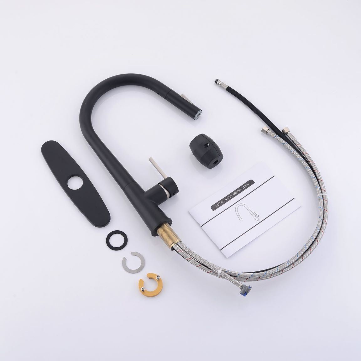 New Kitchen Single Handle pull-out faucet, stainless steel kitchen faucet with pull-out sprayer in Black