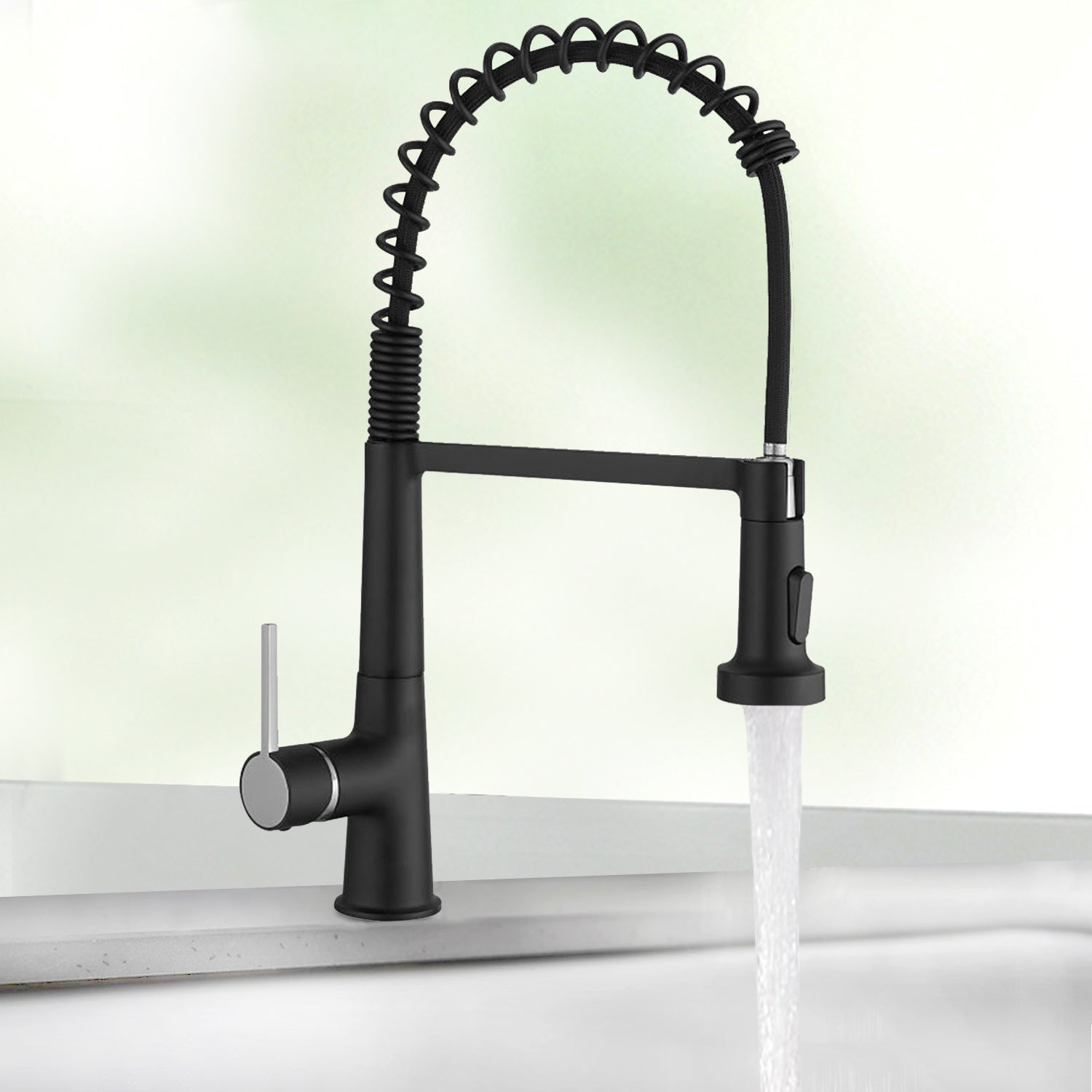 New Kitchen Single Handle pull-out faucet, stainless steel kitchen faucet with pull-out sprayer in Black