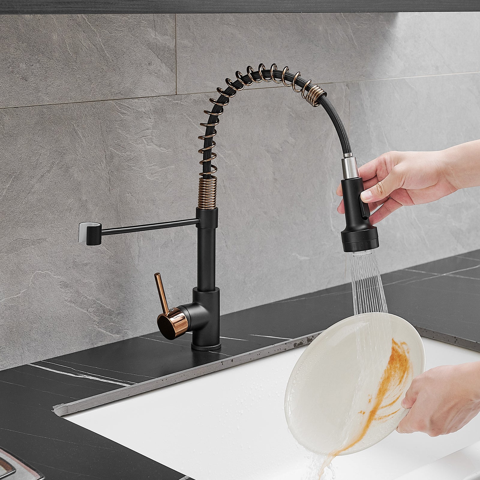 New Single Handle Pull-Down Sprayer LED Kitchen Faucet