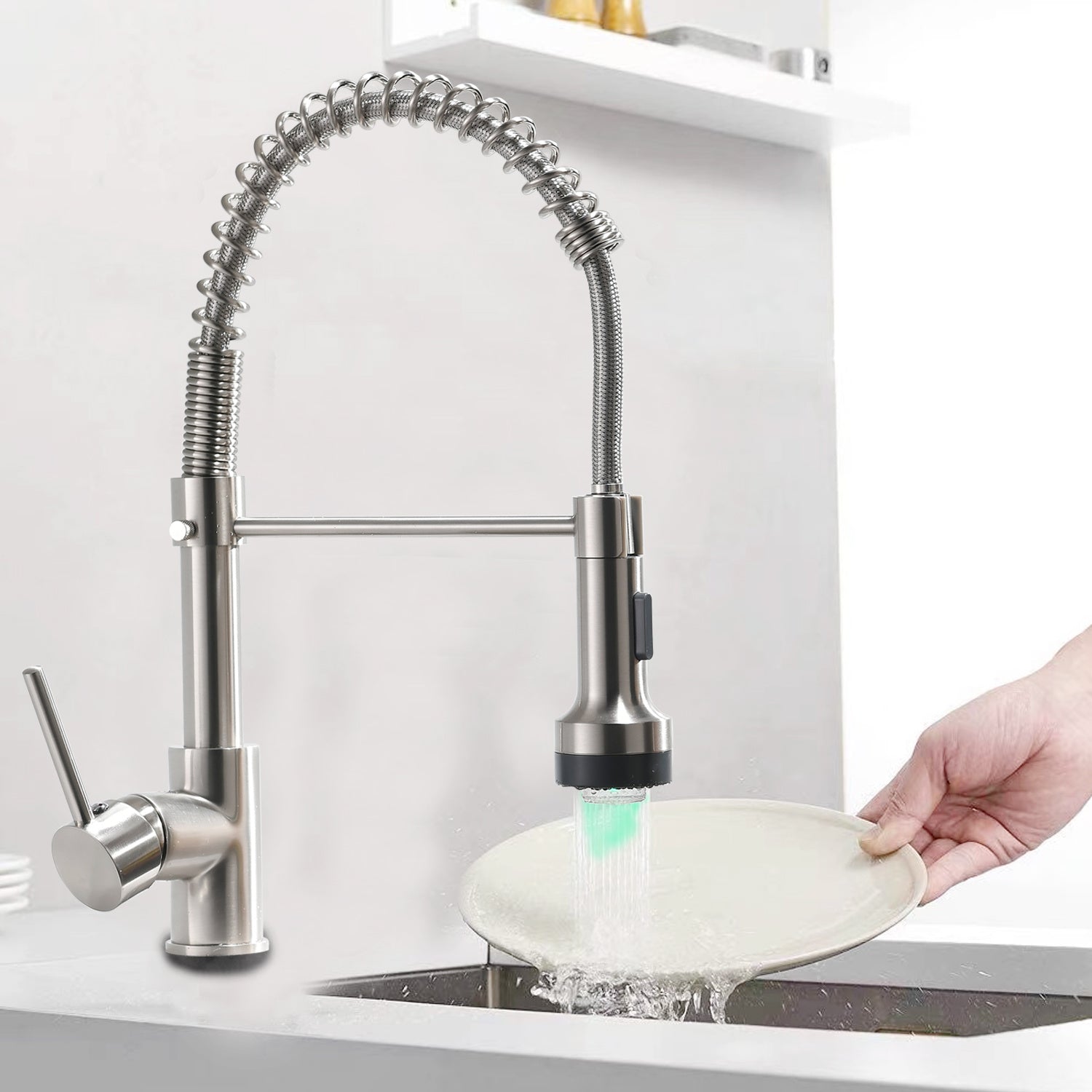 New Single Handle Pull-Down Sprayer LED Kitchen Faucet