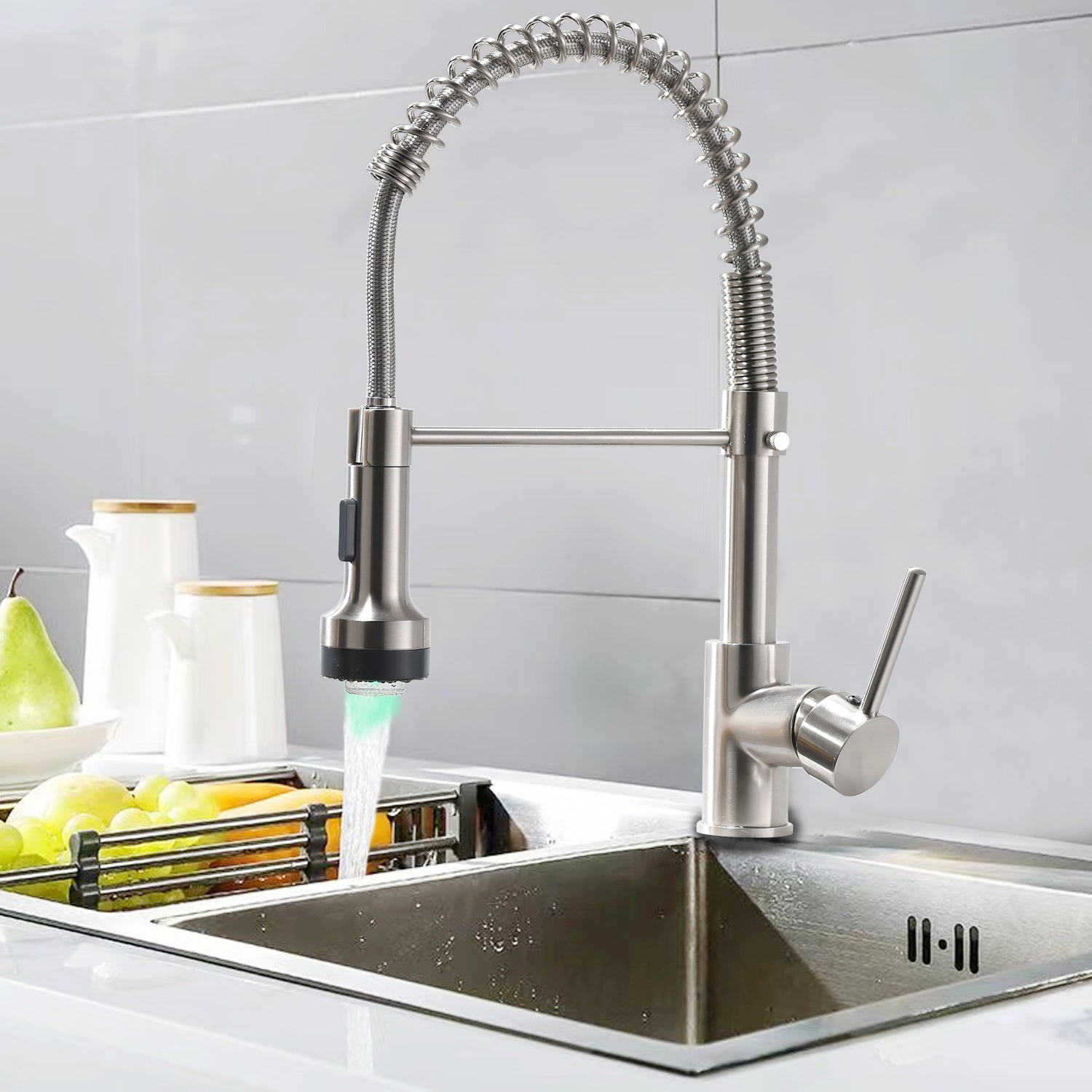 New Single Handle Pull-Down Sprayer LED Kitchen Faucet