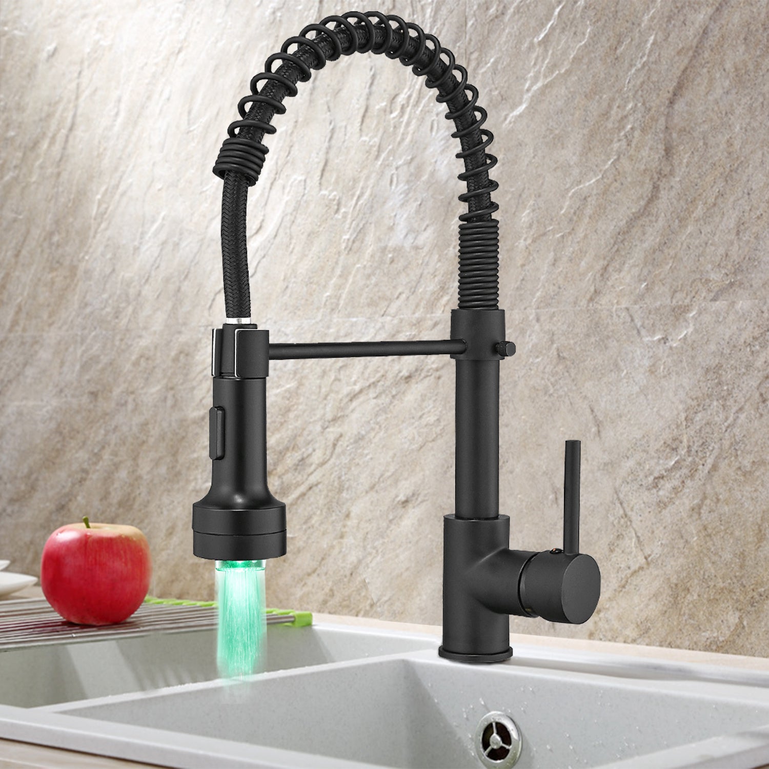 New Single Handle Pull-Down Sprayer LED Kitchen Faucet