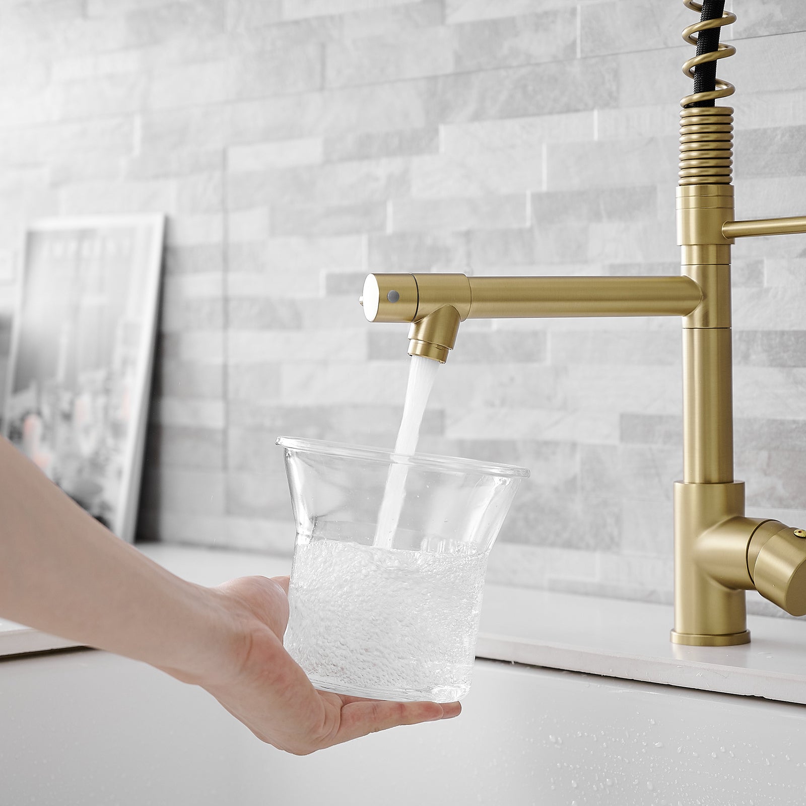 New Standard Single Handle kitchen faucet with pull-down kitchen faucet in Brushed Nickel