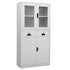 Office Cabinet Light Gray 35.4"x15.7"x70.9" Steel and Tempered Glass