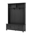ON-TREND Modern Style Hall Tree with Storage Cabinet and 2 Large Drawers, Widen Mudroom Bench with 5 Coat Hooks, Black