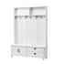 ON-TREND Modern Style Hall Tree with Storage Cabinet and 2 Large Drawers, Widen Mudroom Bench with 5 Coat Hooks, White