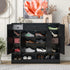 ON-TREND Sleek and Modern Shoe Cabinet with Adjustable Shelves, Minimalist Shoe Storage Organizer with Sturdy Top Surface, Space-saving Design Side Board for Various Sizes of Items, Black