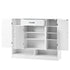ON-TREND Sleek and Modern Shoe Cabinet with Adjustable Shelves, Minimalist Shoe Storage Organizer with Sturdy Top Surface, Space-saving Design Side Board for Various Sizes of Items, White