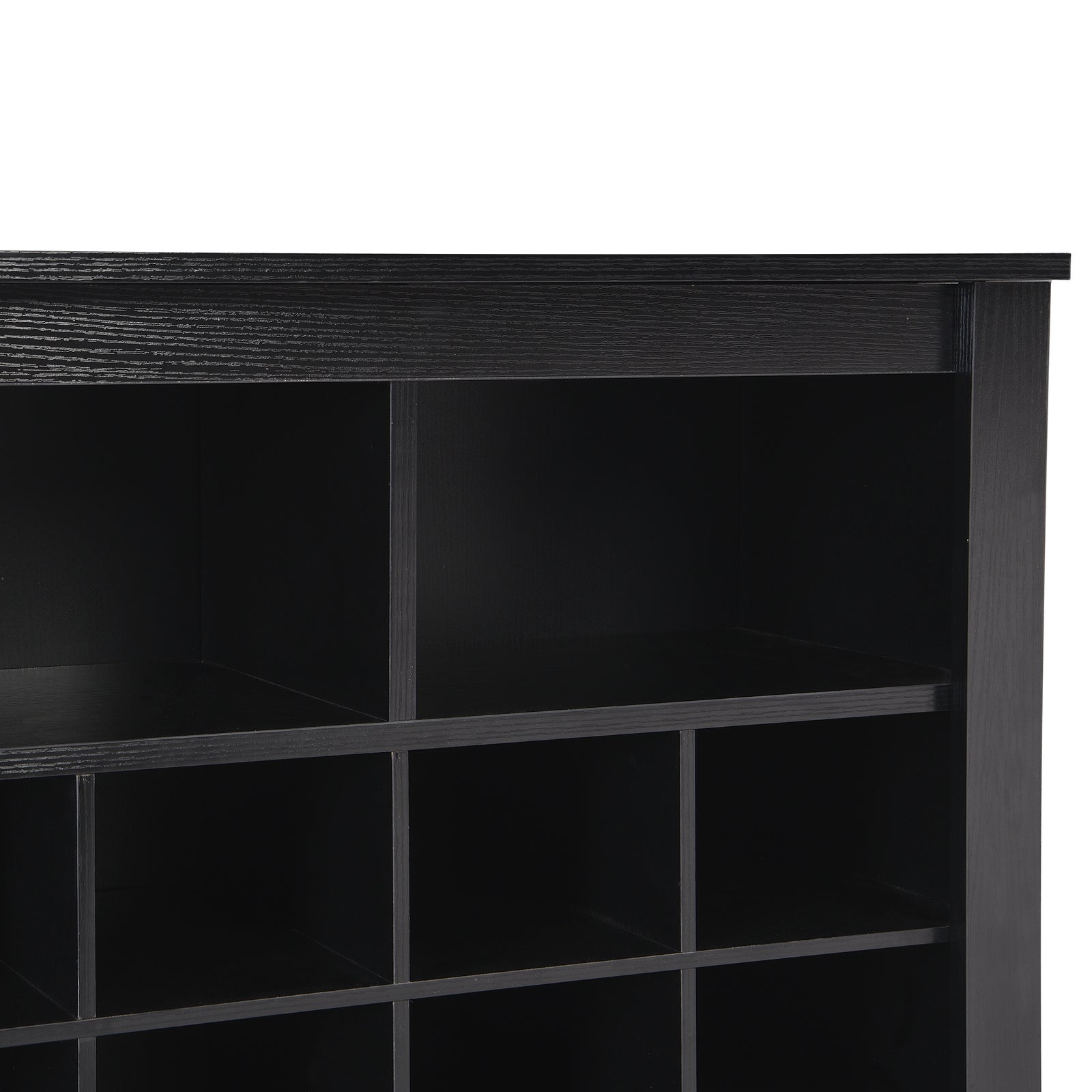 ON-TREND Sleek Design 24 Shoe Cubby Console, Modern Shoe Cabinet with Curved Base, Versatile Sideboard with High-quality for Hallway, Bedroom, Living Room, Black