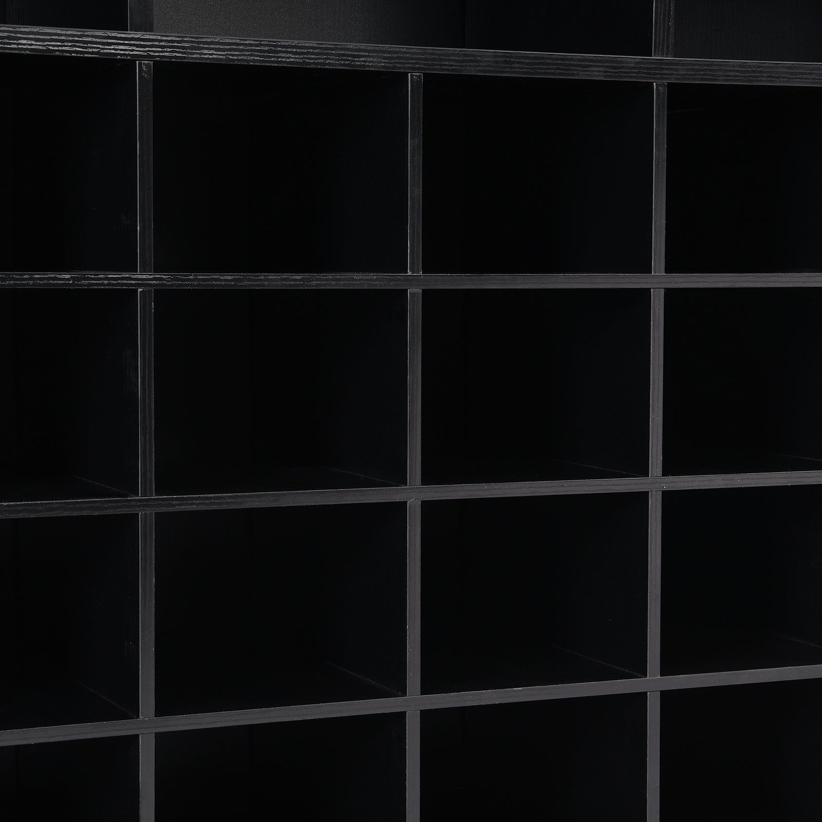 ON-TREND Sleek Design 24 Shoe Cubby Console, Modern Shoe Cabinet with Curved Base, Versatile Sideboard with High-quality for Hallway, Bedroom, Living Room, Black