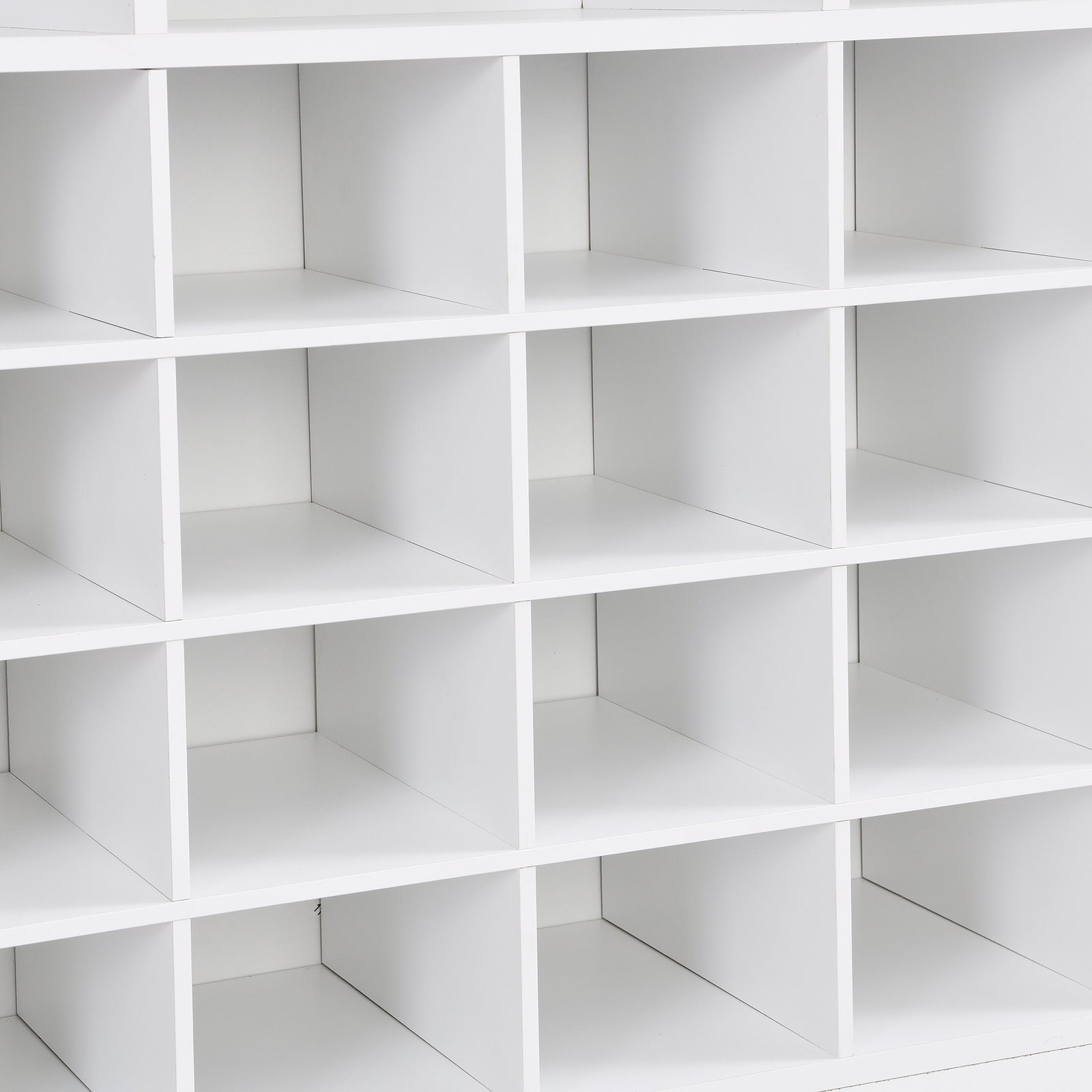 ON-TREND Sleek Design 24 Shoe Cubby Console, Modern Shoe Cabinet with Curved Base, Versatile Sideboard with High-quality for Hallway, Bedroom, Living Room, White