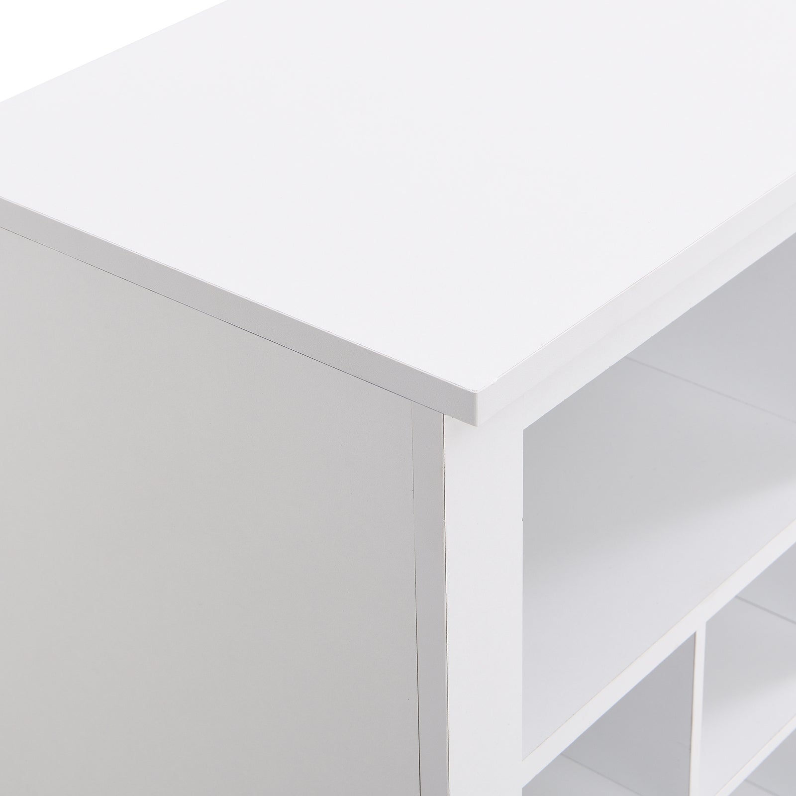 ON-TREND Sleek Design 24 Shoe Cubby Console, Modern Shoe Cabinet with Curved Base, Versatile Sideboard with High-quality for Hallway, Bedroom, Living Room, White