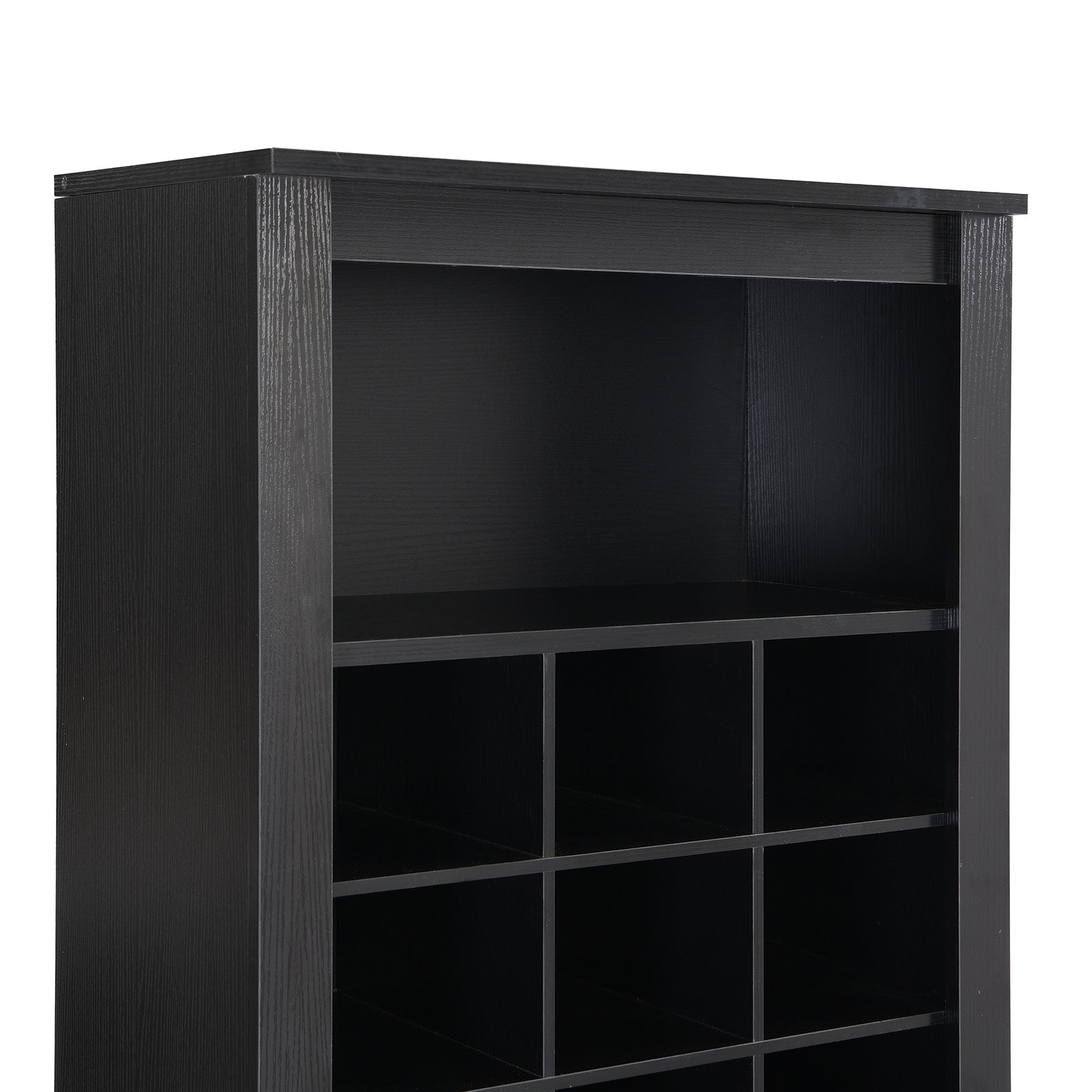 ON-TREND Stylish Design 30 Shoe Cubby Console, Contemporary Shoe Cabinet with Multiple Storage Capacity, Free Standing Tall Cabinet with Versatile Use for Hallway, Bedroom, Black