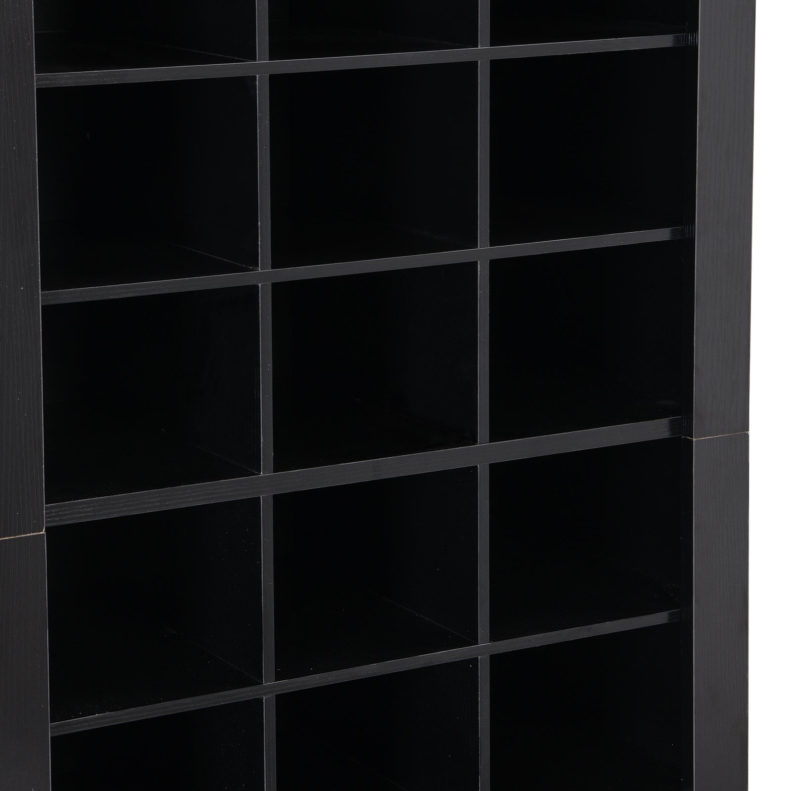 ON-TREND Stylish Design 30 Shoe Cubby Console, Contemporary Shoe Cabinet with Multiple Storage Capacity, Free Standing Tall Cabinet with Versatile Use for Hallway, Bedroom, Black