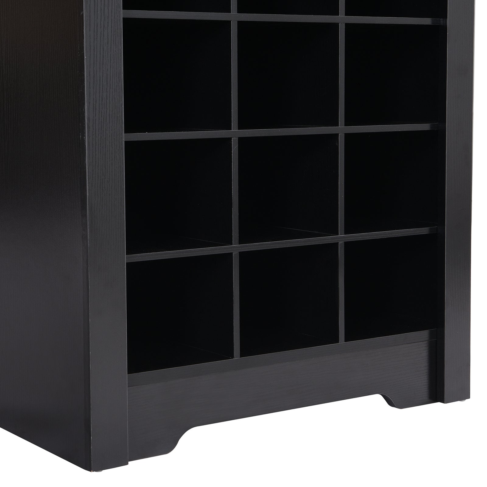 ON-TREND Stylish Design 30 Shoe Cubby Console, Contemporary Shoe Cabinet with Multiple Storage Capacity, Free Standing Tall Cabinet with Versatile Use for Hallway, Bedroom, Black
