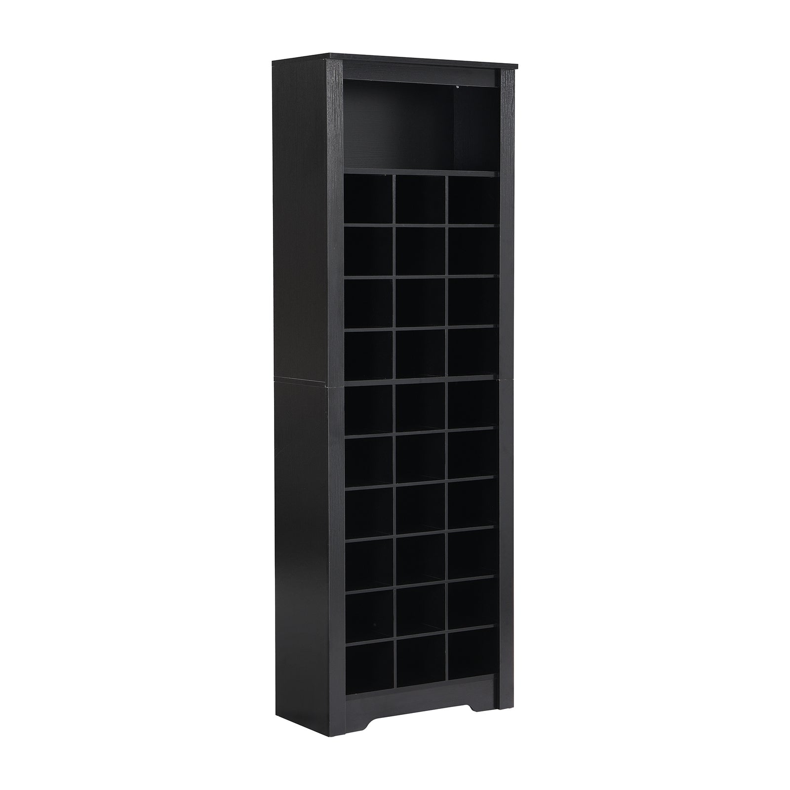 ON-TREND Stylish Design 30 Shoe Cubby Console, Contemporary Shoe Cabinet with Multiple Storage Capacity, Free Standing Tall Cabinet with Versatile Use for Hallway, Bedroom, Black