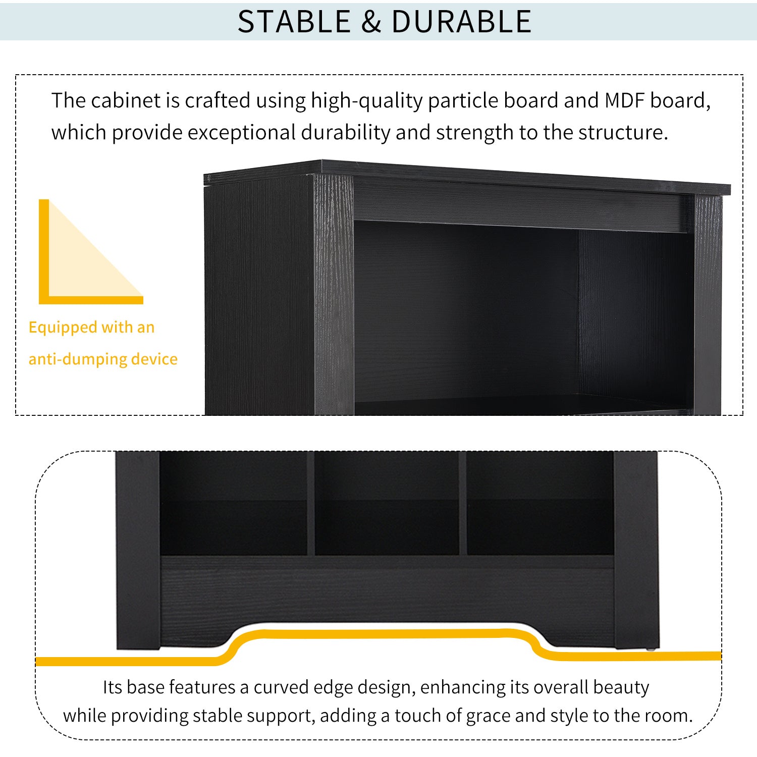 ON-TREND Stylish Design 30 Shoe Cubby Console, Contemporary Shoe Cabinet with Multiple Storage Capacity, Free Standing Tall Cabinet with Versatile Use for Hallway, Bedroom, Black