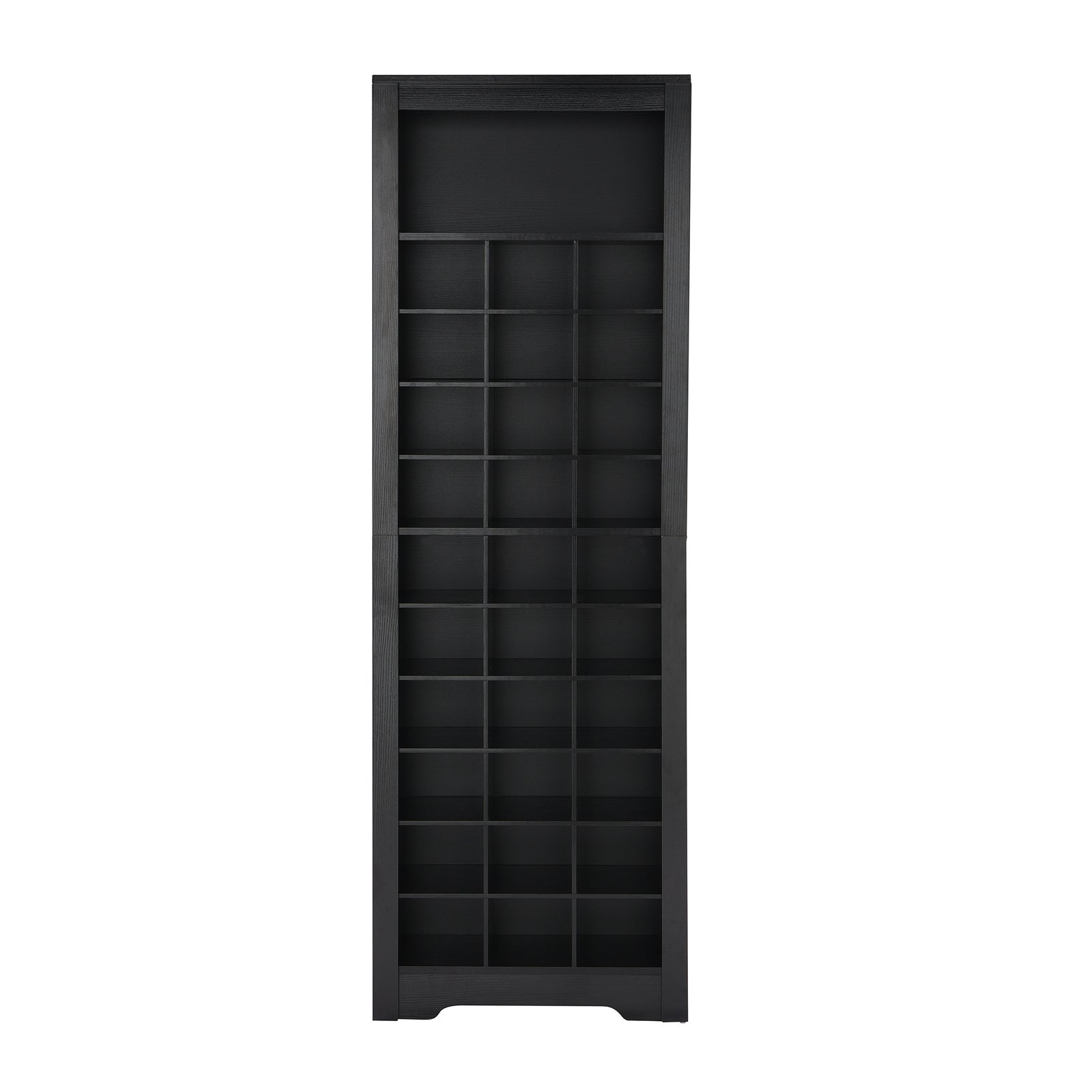 ON-TREND Stylish Design 30 Shoe Cubby Console, Contemporary Shoe Cabinet with Multiple Storage Capacity, Free Standing Tall Cabinet with Versatile Use for Hallway, Bedroom, Black