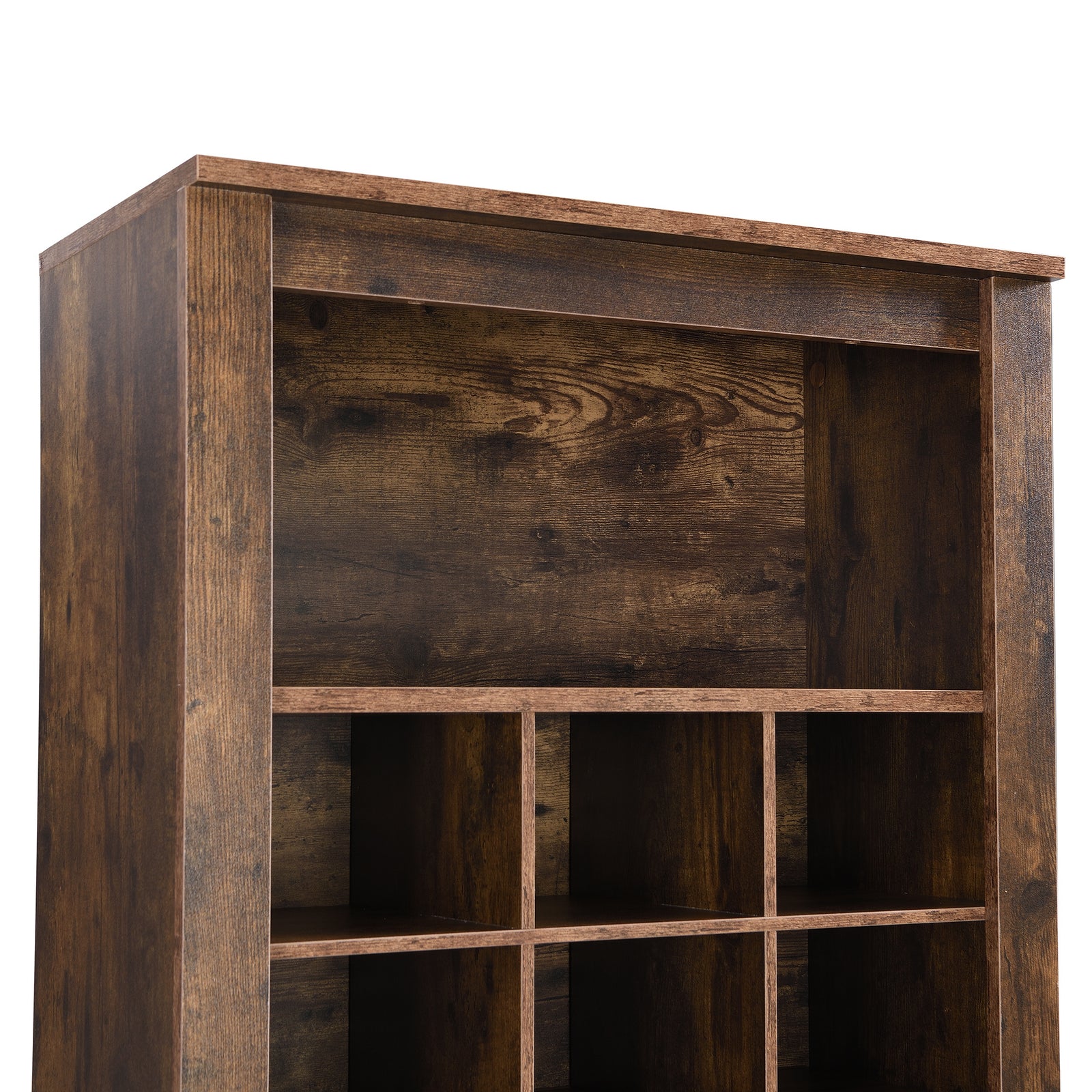 ON-TREND Stylish Design 30 Shoe Cubby Console, Contemporary Shoe Cabinet with Multiple Storage Capacity, Free Standing Tall Cabinet with Versatile Use for Hallway, Bedroom, Rustic Brown